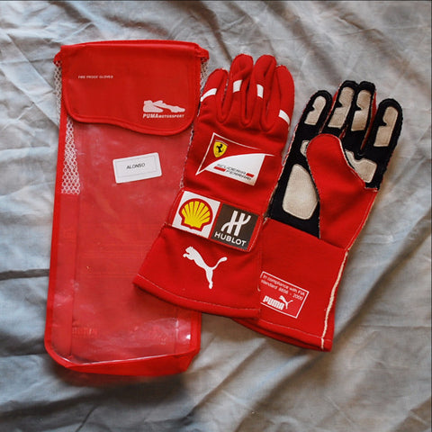 Fernando Alonso 2014 race worn and signed gloves
