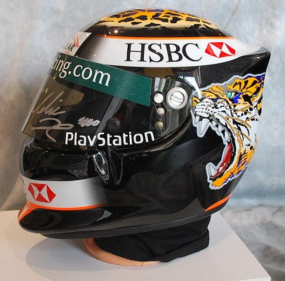 Eddie Irvine 2001 Jaguar F1 helmet signed